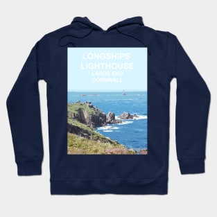 Longships Lighthouse Lands End Cornwall. Cornish gift. Travel poster Hoodie